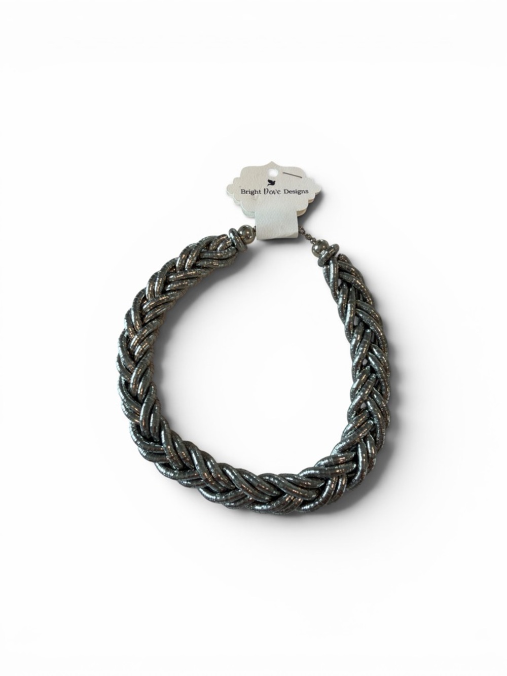 Bright Dove Designs Braided Metallic Necklace - Silver Gray